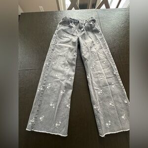 Grey floral jeans